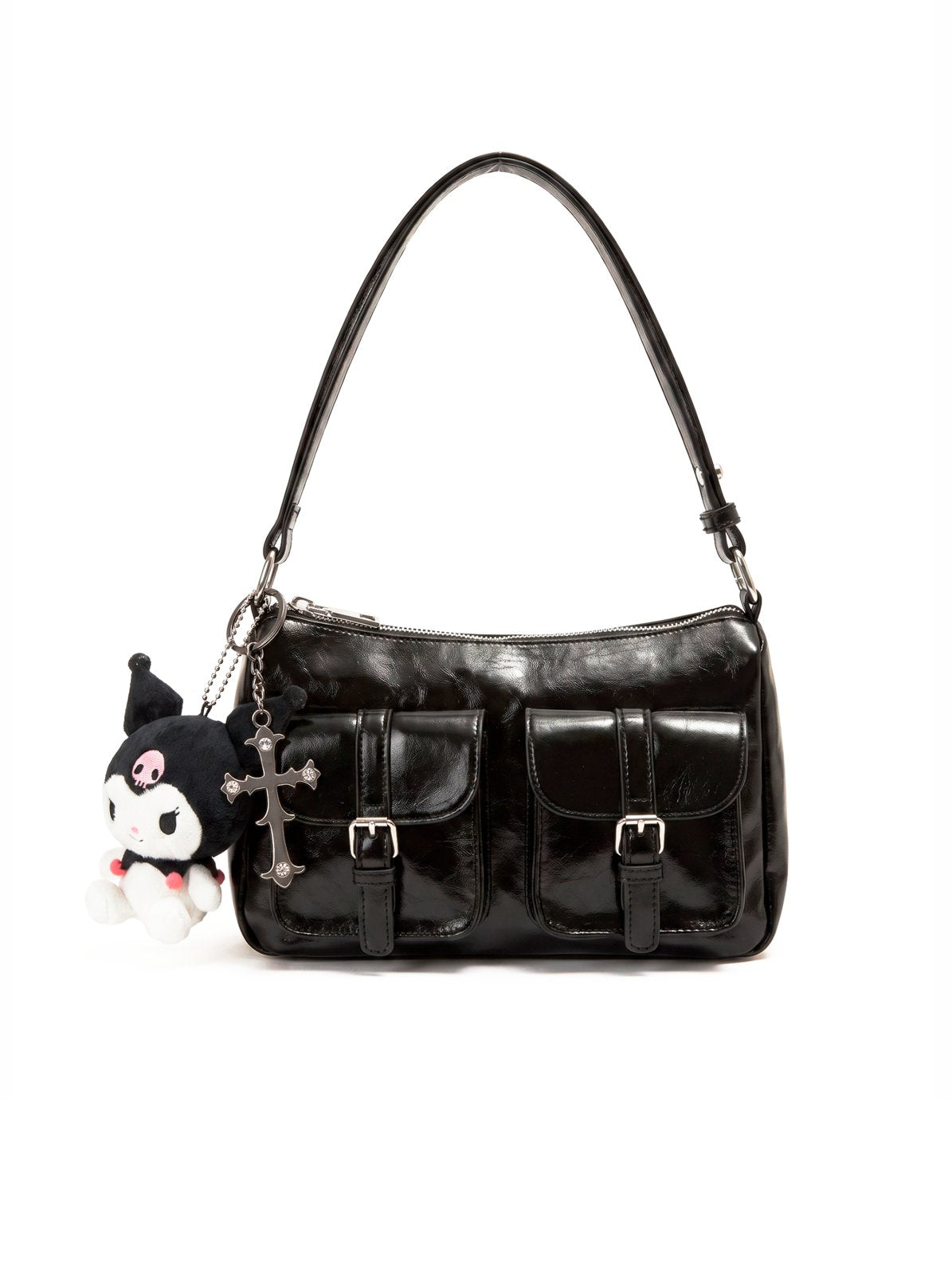 Petit Sac Épaule Effet Cuir Noir