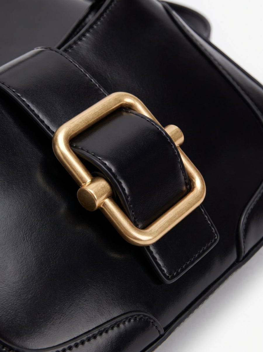 Sac Épaule Effet Cuir Vieilli Marron