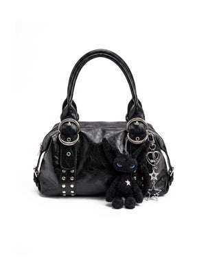 Sac Clouté Effet Cuir Noir