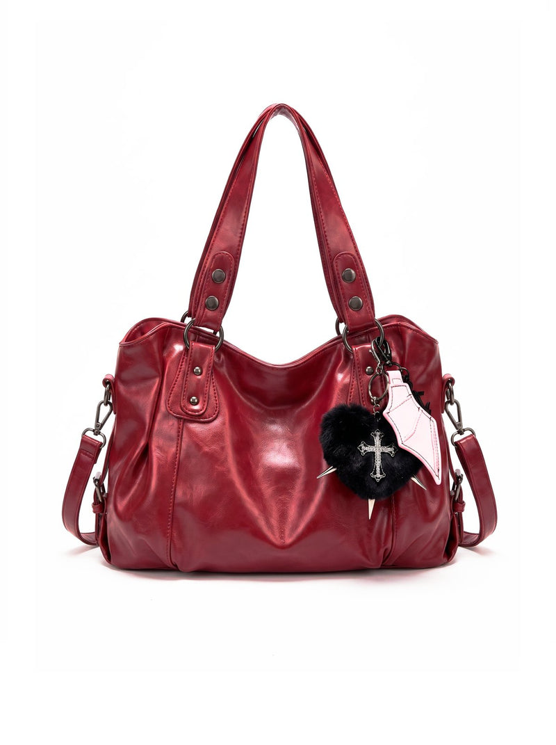 Grand Hobo Souple Effet Cuir Rouge