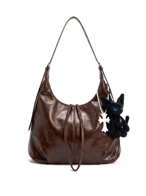 Hobo Plat Effet Cuir Lavé
