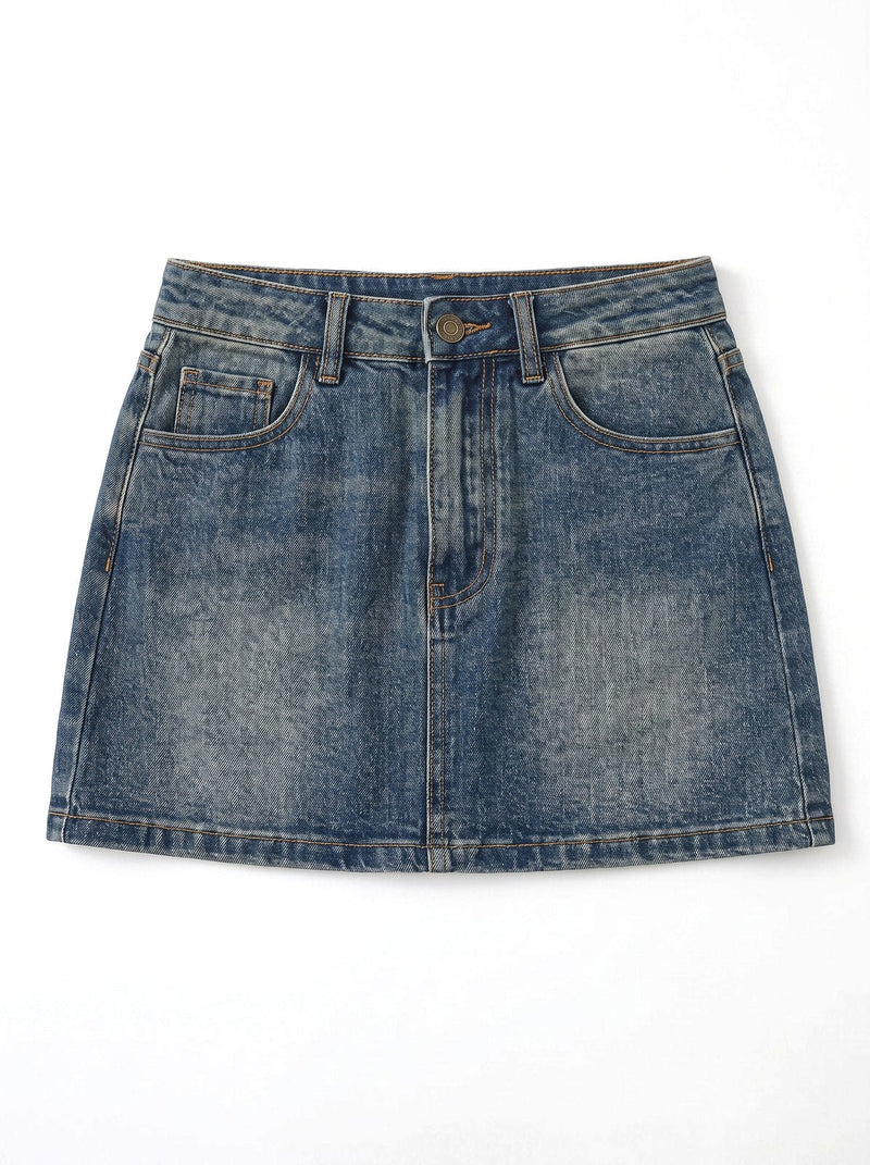 Jupe en Jean Courte Taille Haute
