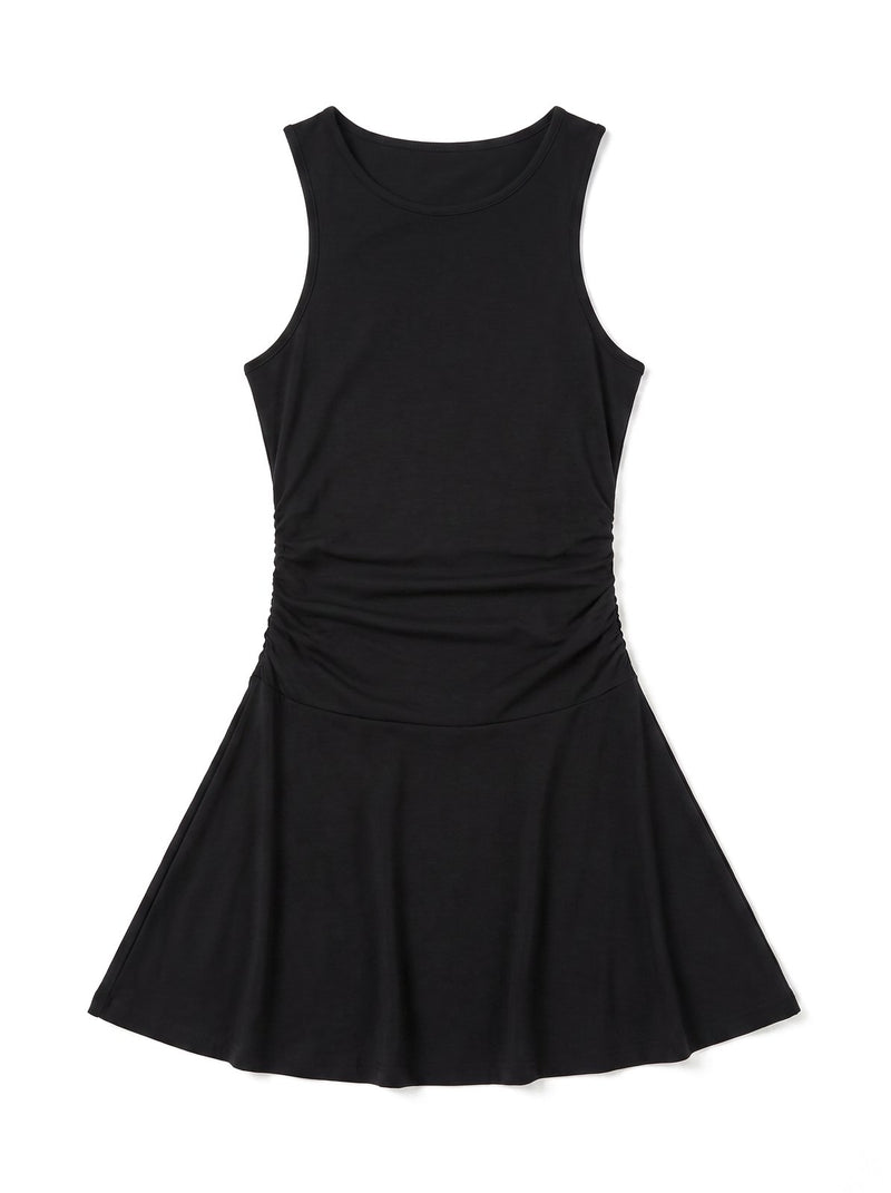 Robe Courte Col Carré Manches Longues