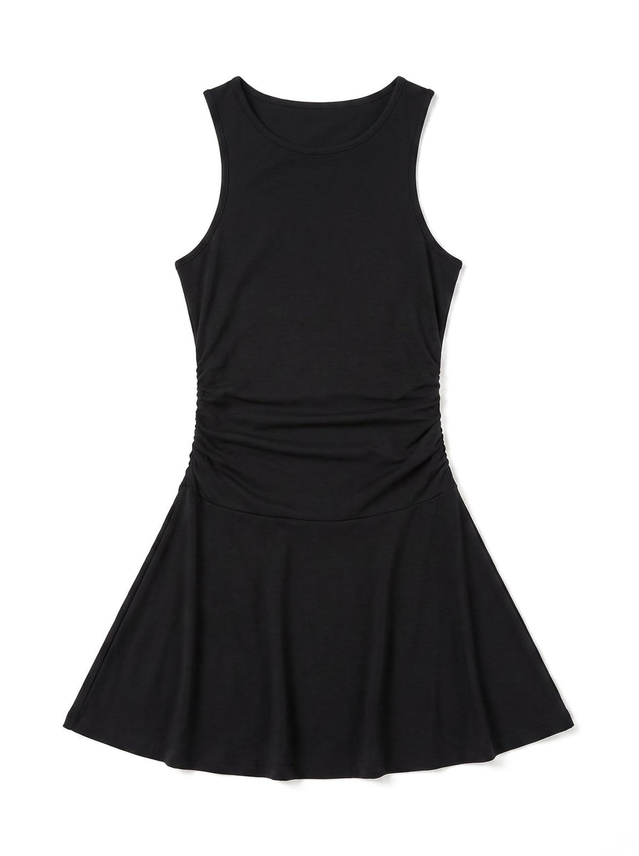 Robe Courte Col Carré Manches Longues