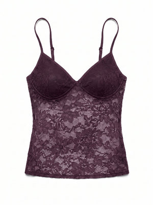 Caraco Dentelle Col V Violet