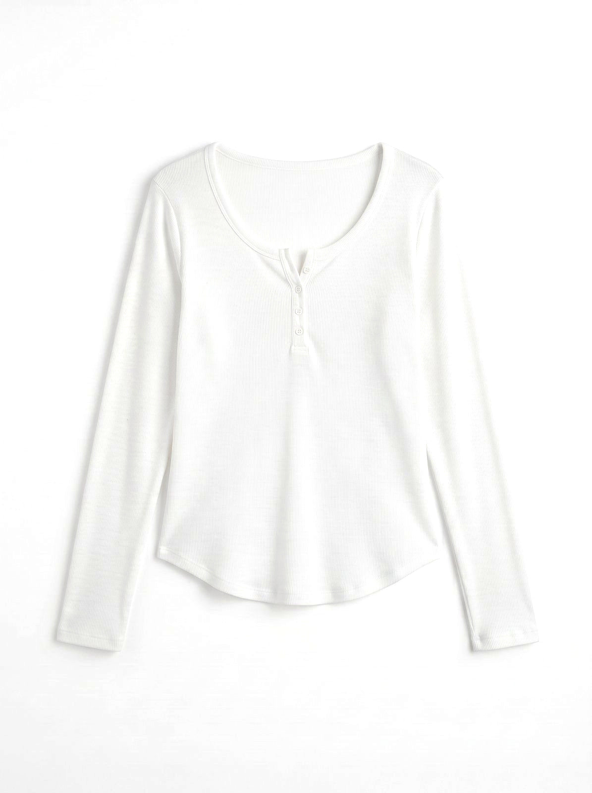 Haut Boutonné Manches Longues Blanc