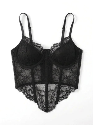 Bustier à Baleines Dentelle Noir