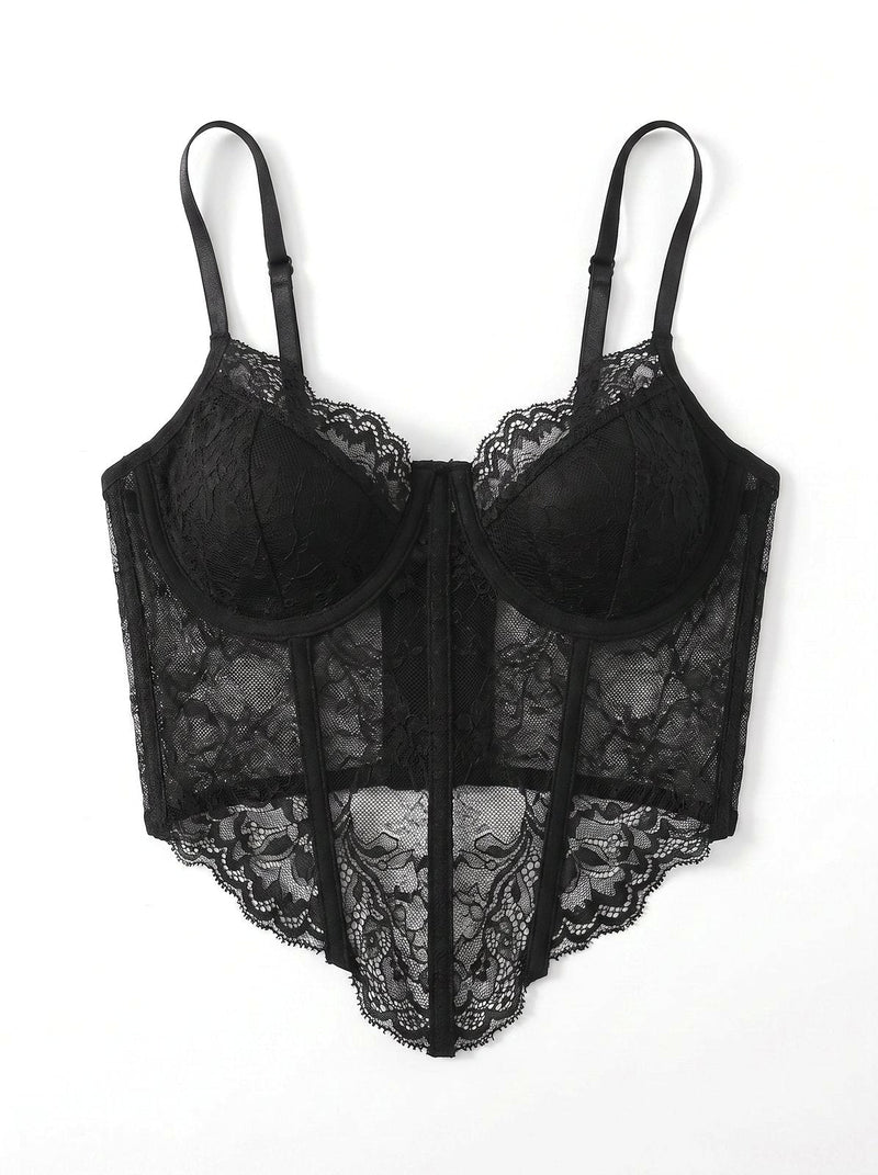 Bustier à Baleines Dentelle Noir