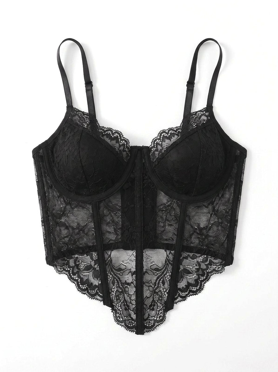 Bustier à Baleines Dentelle Noir