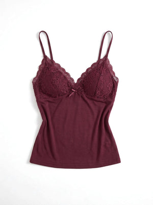 Caraco Dentelle Froncé Bordeaux