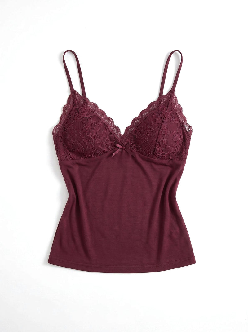 Caraco Dentelle Froncé Bordeaux