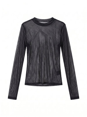 Top Mesh Transparent Noir